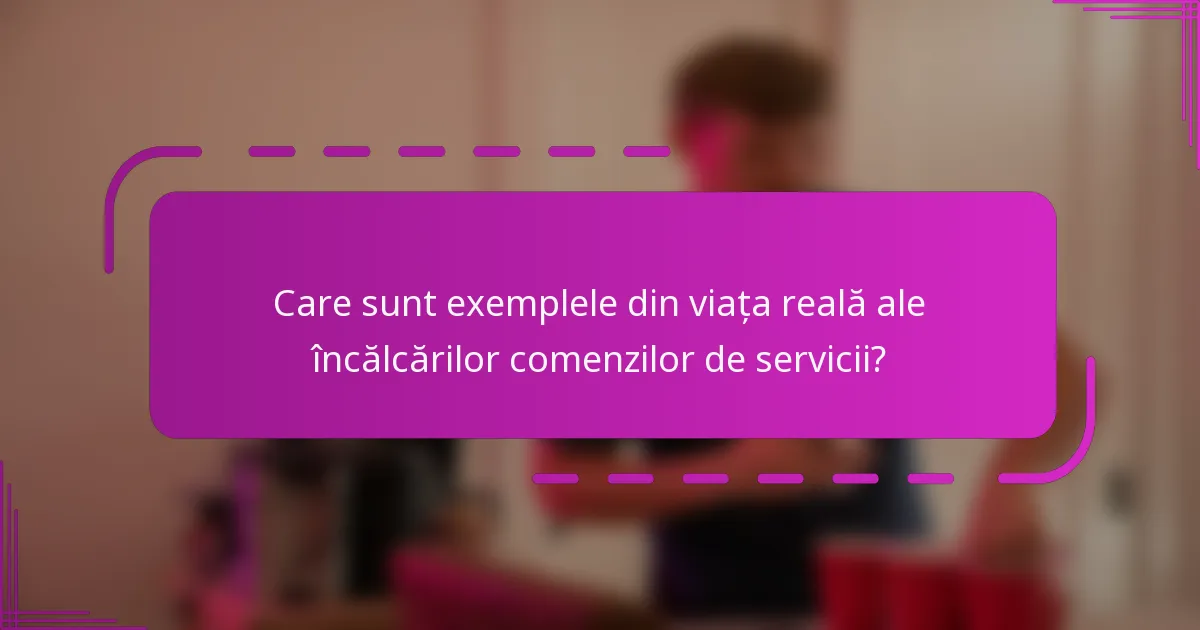 Care sunt exemplele din viața reală ale încălcărilor comenzilor de servicii?