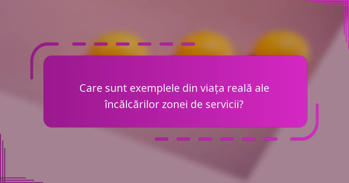 Care sunt exemplele din viața reală ale încălcărilor zonei de servicii?