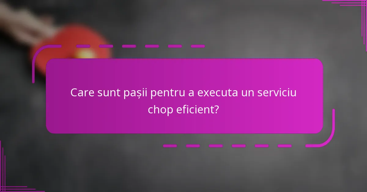 Care sunt pașii pentru a executa un serviciu chop eficient?