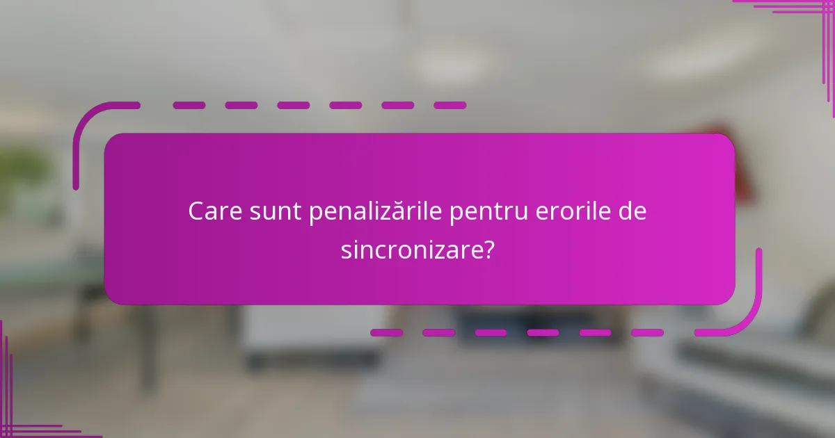 Care sunt penalizările pentru erorile de sincronizare?