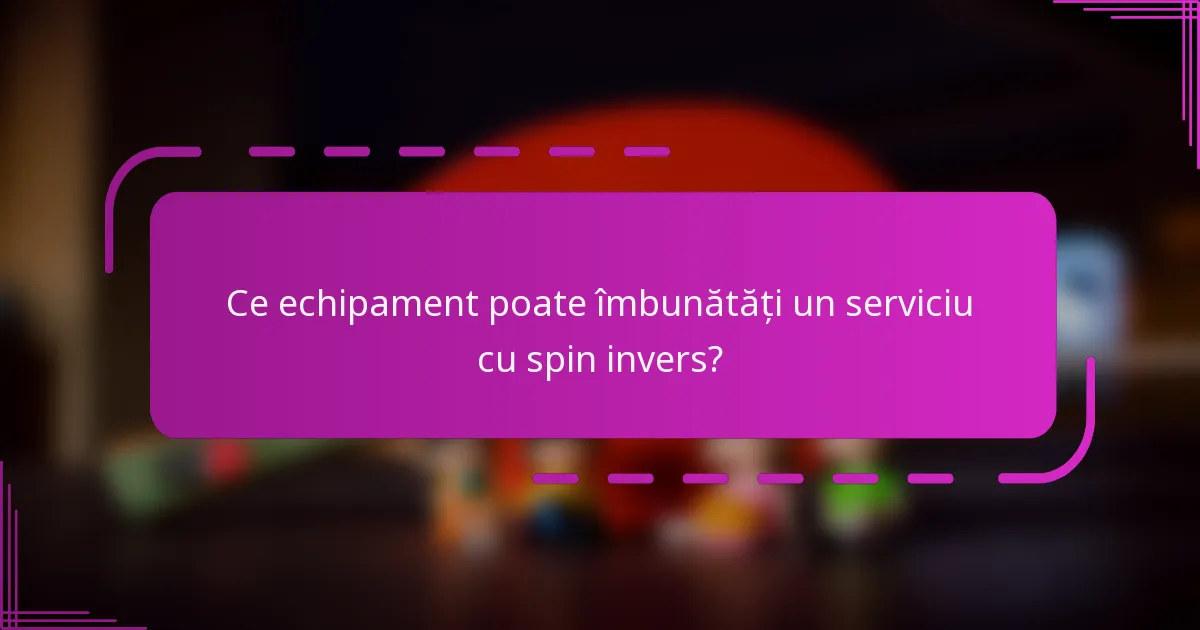 Ce echipament poate îmbunătăți un serviciu cu spin invers?