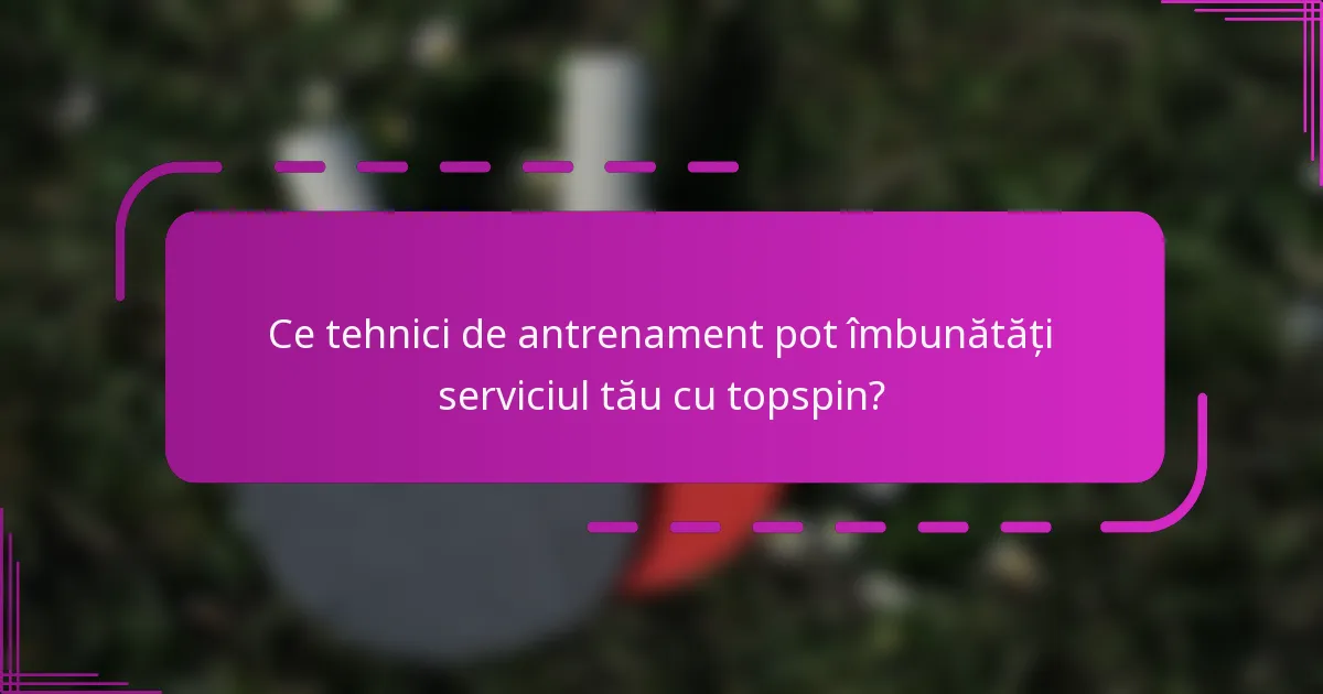 Ce tehnici de antrenament pot îmbunătăți serviciul tău cu topspin?