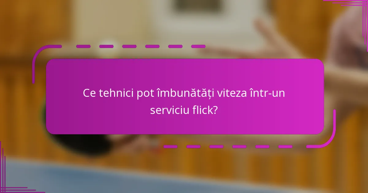 Ce tehnici pot îmbunătăți viteza într-un serviciu flick?