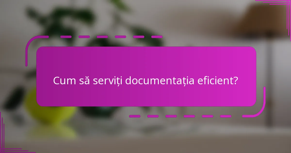 Cum să serviți documentația eficient?